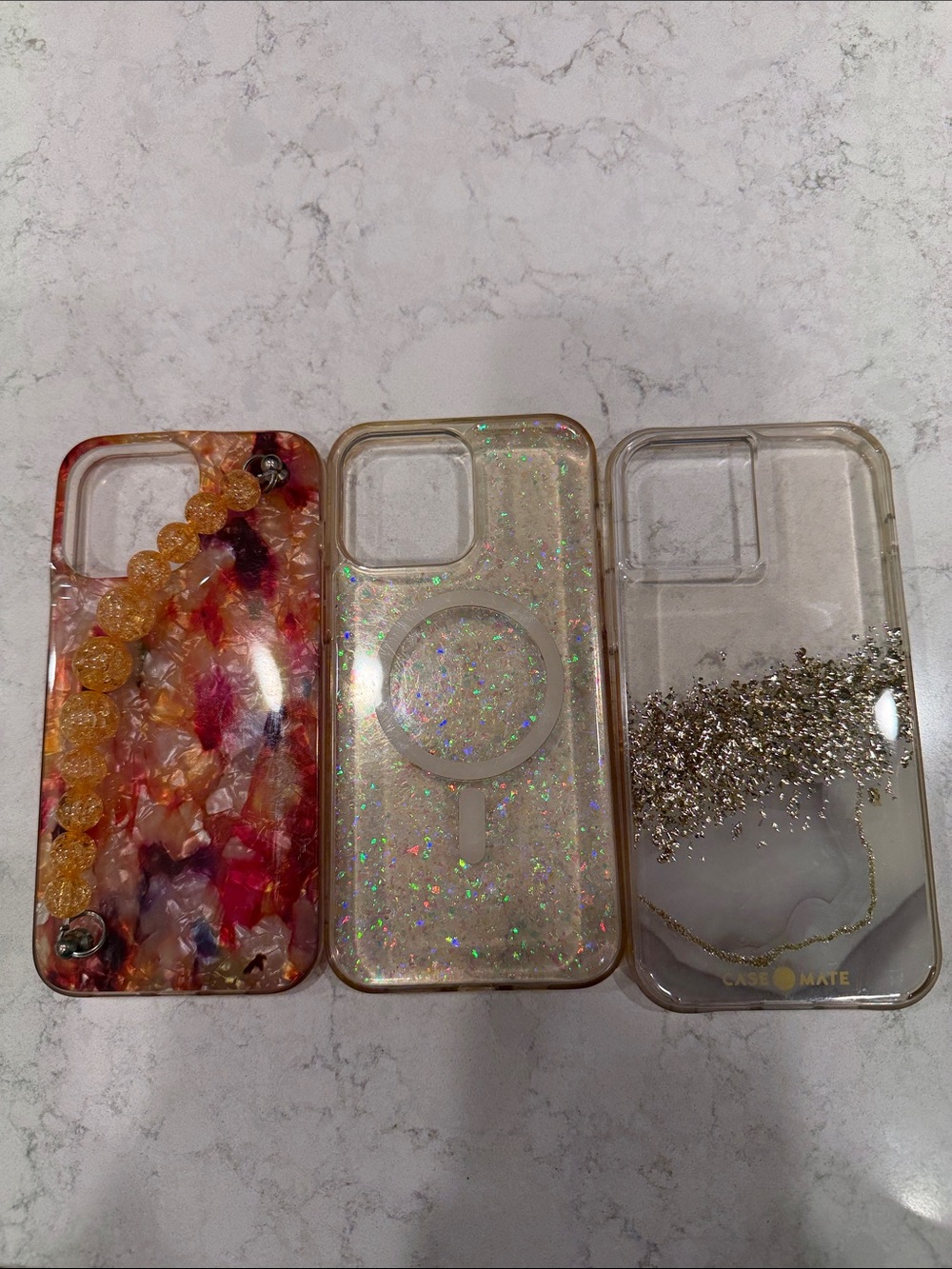 Clear Glitter Pink/Gold iPhone Case Collection - Decorative Protective Covers